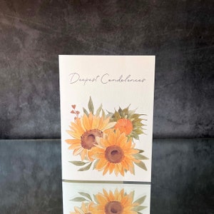 Carte téléchargeable de sympathie de tournesol, carte de voeux d'impression à la maison, condoléances les plus profondes, carte de bricolage, cadeau de réveil funéraire commémoratif ami en deuil