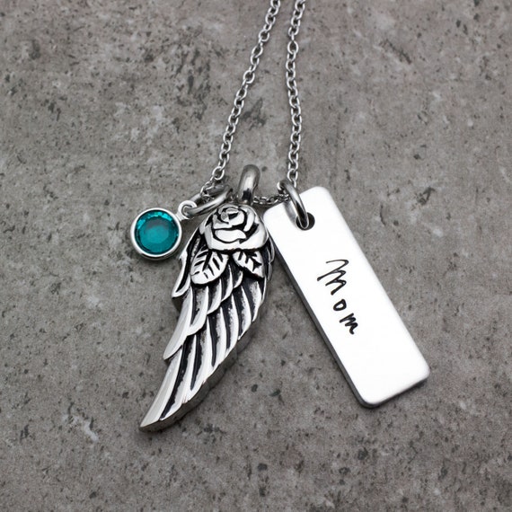Cremation Jewelry for Ash My Husband Urn Necklace Angel Wing Birthstone Keepsake Memorial Pendant