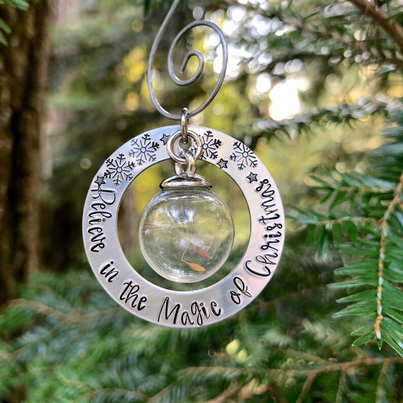 Dandelion Puff Christmas Tree Ornament Believe In The Magic Etsy
