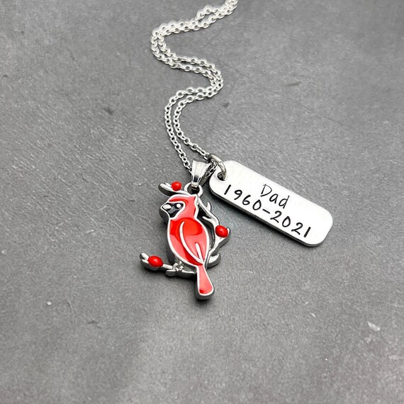 Personalized Cardinal Cremation Necklace With Name Dates Urn for