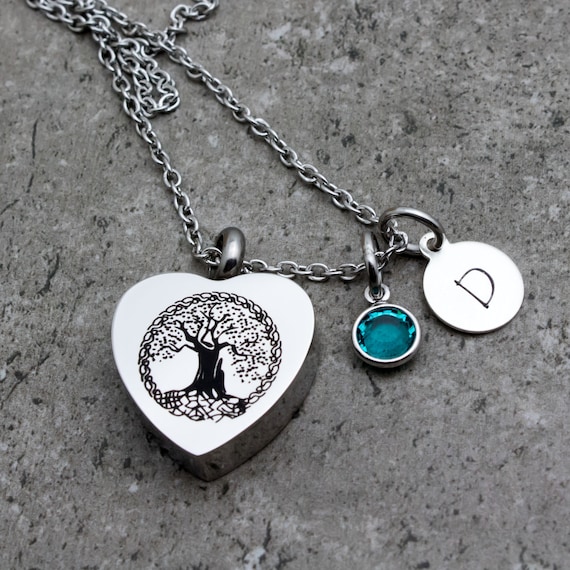 Family Tree Urn Necklace Personalized Cremation Jewelry Necklace