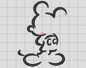 Mickey Mouse silhouette embroidery design, Instant Download.Machine Embroidery File. pes, dst, jef, hus, exp, vp3. Cartoon to embroider.
