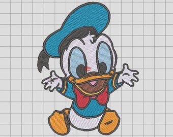 Baby Donald Machine Embroidery Pattern Design Digital File design, 2 sizes, instant downloadable file, pes, dst, jef, hus, exp, vp3, xxx.
