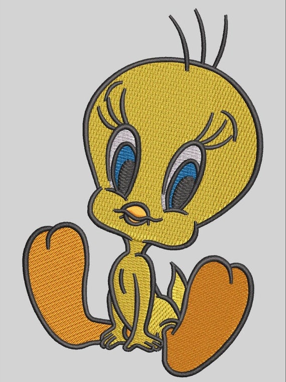 Tweety Bird Machine Embroidery Pattern Design Digital File design, different sizes, instant downloadable file, pes, dst, jef, hus, exp, vp3.