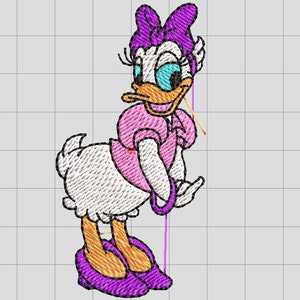 Disegno ricamo Daisy Duck, Download istantaneo.File ricamo macchina. pes, dst, jef, hus, exp, vp3. Disegno di ricamo del fumetto.