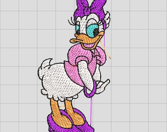 Daisy Duck embroidery design, Instant Download.Machine Embroidery File. pes, dst, jef, hus, exp, vp3. Cartoon Embroidery Design.