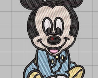 Baby Mickey Mouse Machine Embroidery Design Pattern Digital, different sizes, instant downloadable file, pes, dst, jef, hus, exp, vp3, xxx