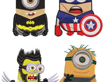 Pack Minions - Minions, Stickdesign, Superheld, 4 Dateien, Zeichnungen, Cartoon, mein Lieblingsschurke, Kinderdesign.