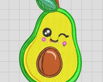 Avocado Embroidery Design | Cute Avocado Embroidery | Machine embroidery file | Pes Dst Jef Vp3 Xxx | instant download | 2.34x3.74 inches