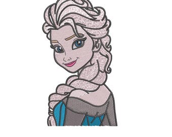 Princess Elsa, Frozen inspired. Machine embroidery design file. Install download. 2 Sizes. Hoop 4x4 / 5*5