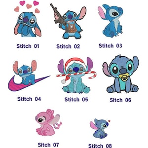 Cute Stitch Embroidery Designs Bundle, 2 Sizes Embroidery Designs, Lilo and Angel Love Embroidery Designs, Angel Machine Embroidery Design