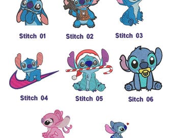 Cute Stitch Embroidery Designs Bundle, 2 Sizes Embroidery Designs, Lilo and Angel Love Embroidery Designs, Angel Machine Embroidery Design