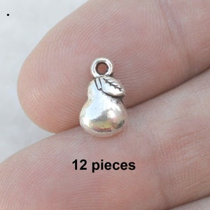 pear charms, antique silver fruit charms, 12 pieces pear charms, ch278