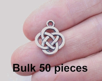 5/8x5/8 HOUSWEETY 50PCs Silver Tone Celtic Knot Charm Pendants 15x17mm