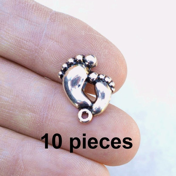 10 Bare Feet Charms, #CH480, Antique Silver Charms, Antique Silver Jewelry Supplies