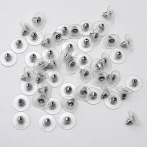 100 Pieces-Surgical Steel Clear Plastic 12x6mm Earnuts EB100 -Large Earring Backs-Ear Nuts-Loose Clear Earring Backs-Plastic Earring Backs