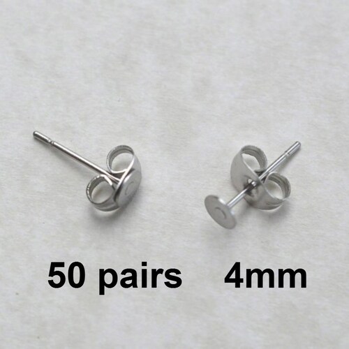 50 Pairs 6mm Surgical Steel Flat Pad EFP6P50 Earring Posts Etsy
