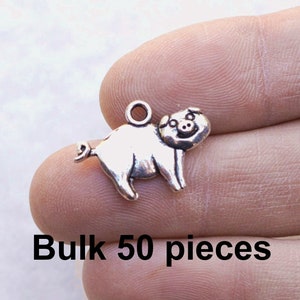 Pig Charms, 50 Charms, Swine Charms, #BCH475, Animal Charms, Farm Animal Charms, Hog Charms, Silver Charms, Silver Pig Charm