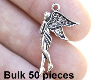Angel Charms, Silver Angel Charms, Antique Silver, #BCH333, Bulk Jewelry Charms, Jewelry Supplies
