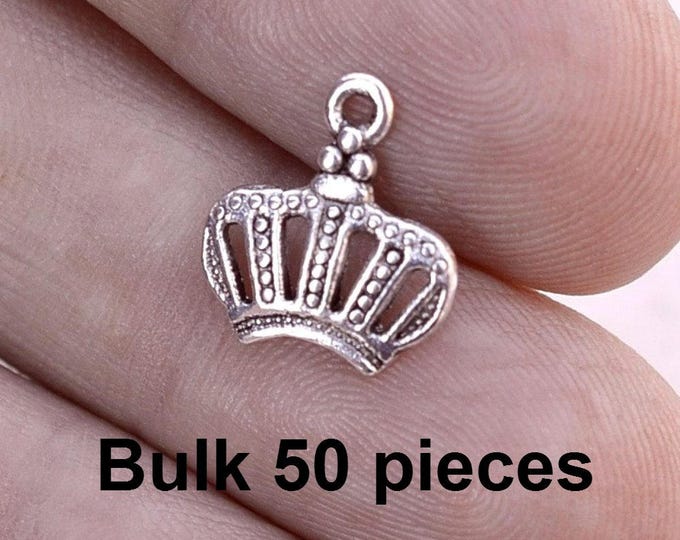 Crown Charms Royal Charms 50 Pieces Bch358 Silver Crown Etsy