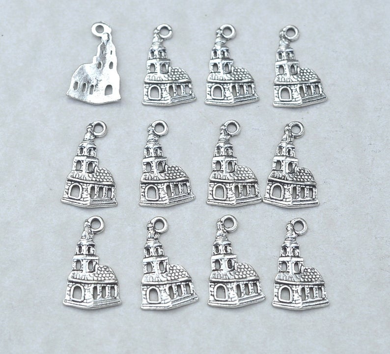 Church Charms Bulk Charms Religious Pendants Antique Silver Etsy