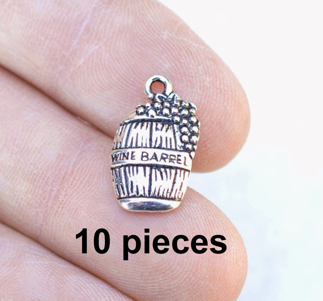 thumbnail image 2 of Xanadu Designs Antiqued Silver Plated Wine Barrel Charms - Choose 10, 20, Or 50 Pcs (C5526) 2 of 2