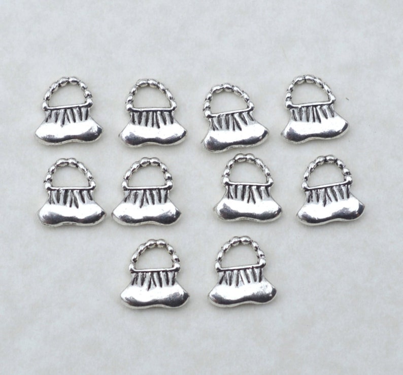 Alloy Metal Antique Silver Purse Antique Silver Charms Findings #BCH452 50 Handbag charms Loose Charms