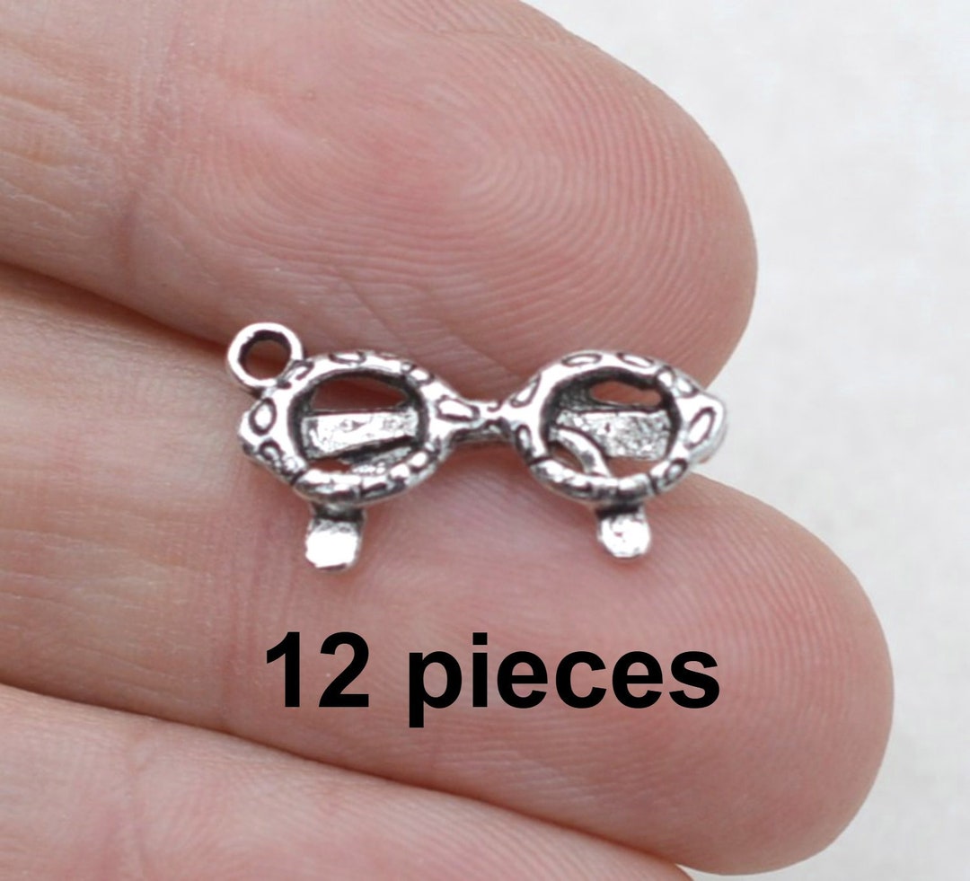 Eyeglass Charms, Glasses Charms, 12 Pieces, CH453, Antique Silver Charms, Bracelet Charms