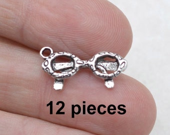 Eyeglass charms, glasses charms, 12 pieces, #CH453, Antique Silver Charms, Bracelet Charms, Jewelry Supplies