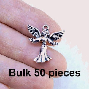 Angel Charms, Antique Silver Angel, 50 pieces,  #BCH473, Jewelry Supplies, Loose Charms Findings