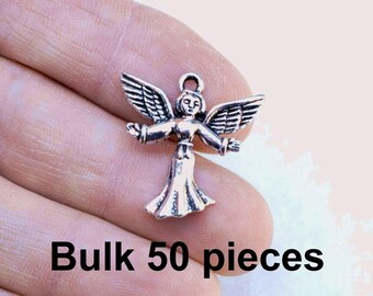 Angel Charms, Antique Silver Angel, 50 pieces,  #BCH473, Jewelry Supplies, Loose Charms Findings