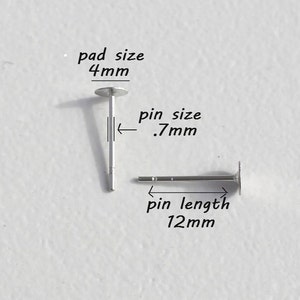 100 Pairs 4mm Surgical Steel flat pad EFP-4P-100 earring posts and butterfly backs-100 pairs surgical steel hypoallergenic earring post image 3
