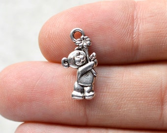 10 Teddy Bear Antique Silver #CH121 Charms-Teddy Bear Antique Silver Jewelry Charms-Jewelry Supplies-Alloy Metal Loose Charms-Findings
