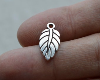 12 Feather #CH172 Antique Silver Charms-Feather Silver Jewelry Charms-Antique Silver Jewelry Supplies-Alloy Metal Loose Charms-Findings