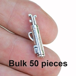 Golf Bag Charms, Golf Set Charms, Golf Club Charms, #BCH426, Antique Silver, 50 pieces, Silver Jewelry Supplies, Findings