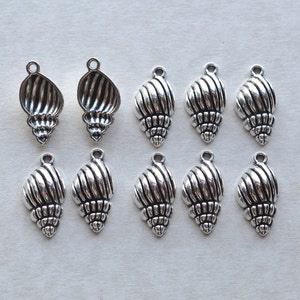 thumbnail image 2 of 50 Antiqued Silver Plated Pewter Sea Shell Charms, 11x11mm Single Sided, Beach Theme 2 of 4