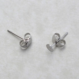 100 Pairs 4mm Surgical Steel flat pad EFP-4P-100 earring posts and butterfly backs-100 pairs surgical steel hypoallergenic earring post image 5