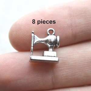 Sewing Machine charms, 8 Charms, #CH205, Antique Silver Sewing Charms, Jewelry Supplies, Alloy Charms, Metal Charms, Loose Charms