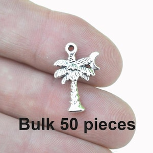 Palm Tree and moon charm, Tropical Charm, Beach Charm,  #BCH440, 50 pieces, Jewelry Charms, Alloy Metal charms, Loose Charms