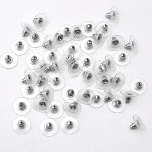 Surgical Steel Clear Plastic 12x6mm Earnuts, 100 pieces, EB100, Large Earring Backs Stabilizing earring backs, Loose Clear Earring Backs