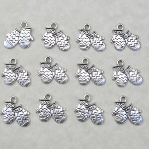 Mitten Charms, Silver Mitten Charms, 50 Pieces, Antique Silver Charms ...