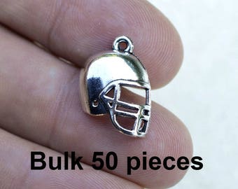 Football Helment Charm, Sports Charm, 50 Charms, #BCH386, Football Charms, Antique Silver Charms, athletic Charms, 10 pieces Charm