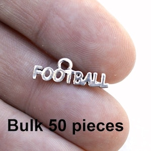 Football Charm, Sports Charm, Antique Silver Charm,  #BCH330, Silver Football Charm, Silver Jewelry Charms, 50 pieces, Metal Charms