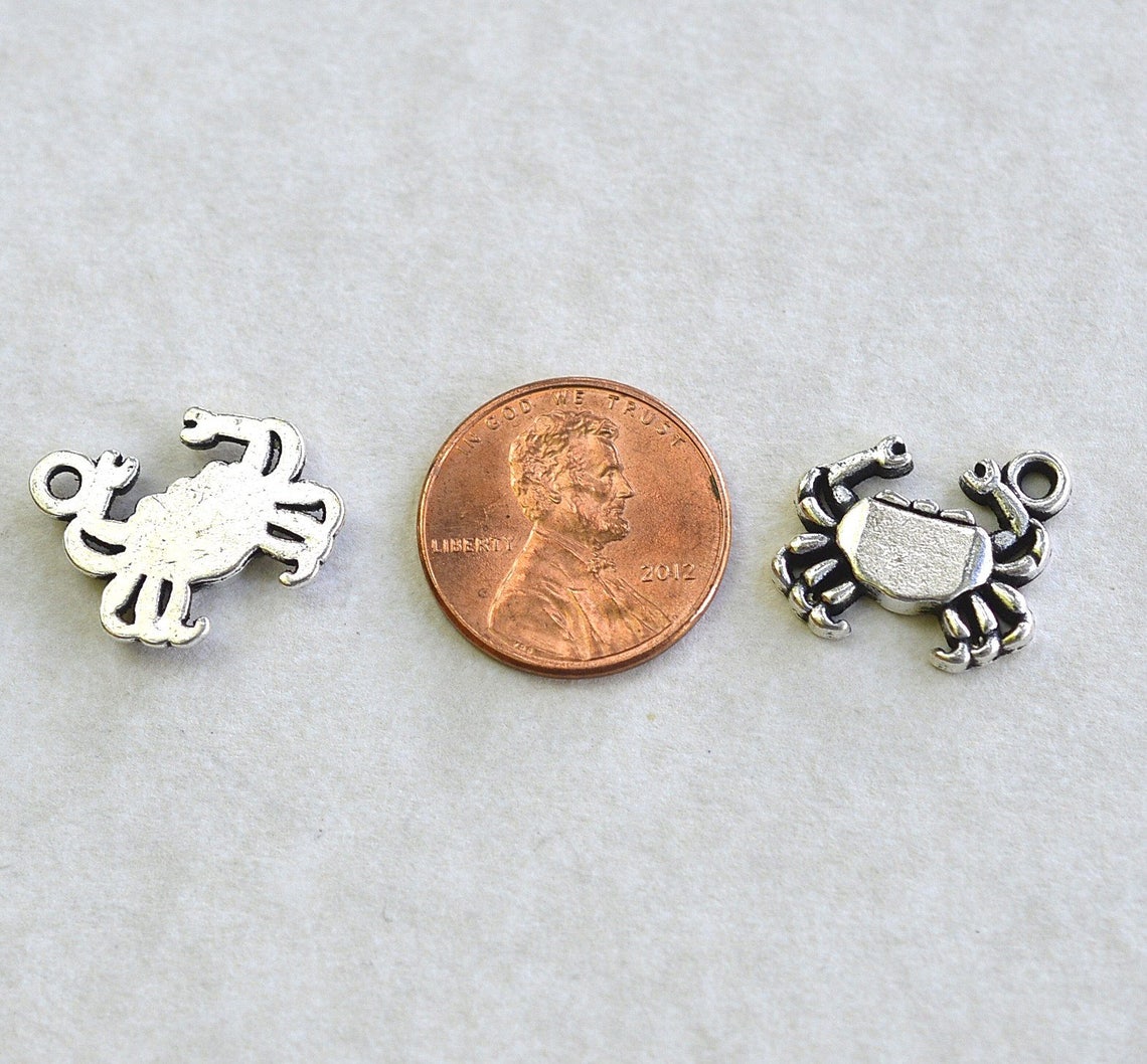 Crab Charms 10 Pieces CH362 Beach Charms Antique Silver - Etsy