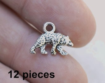 Bear Charms, Wildlife Charms, Silver Bear Charm, #CH334, Antique Silver Charm, Grizzly Bear Charms, Silver Jewelry Charms, Loose Charms