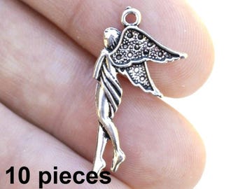 Angel Charms, Silver Angel Charms, Antique Silver, #CH333, Jewelry Charms, Jewelry Supplies, Alloy Metal Charms, Loose Charms, Findings