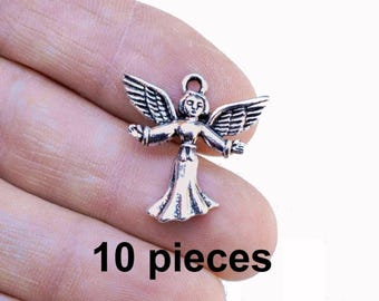 Angel Charms, Antique Silver Angel, 10 pieces,  #CH473, Jewelry Supplies, Loose Charms Findings
