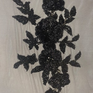 Floral 3D hand made beaded appliqué for clothing/art and craft embellishments. Bridal Pearl appliqué Apair of 3D embellishment / 3D applique image 3