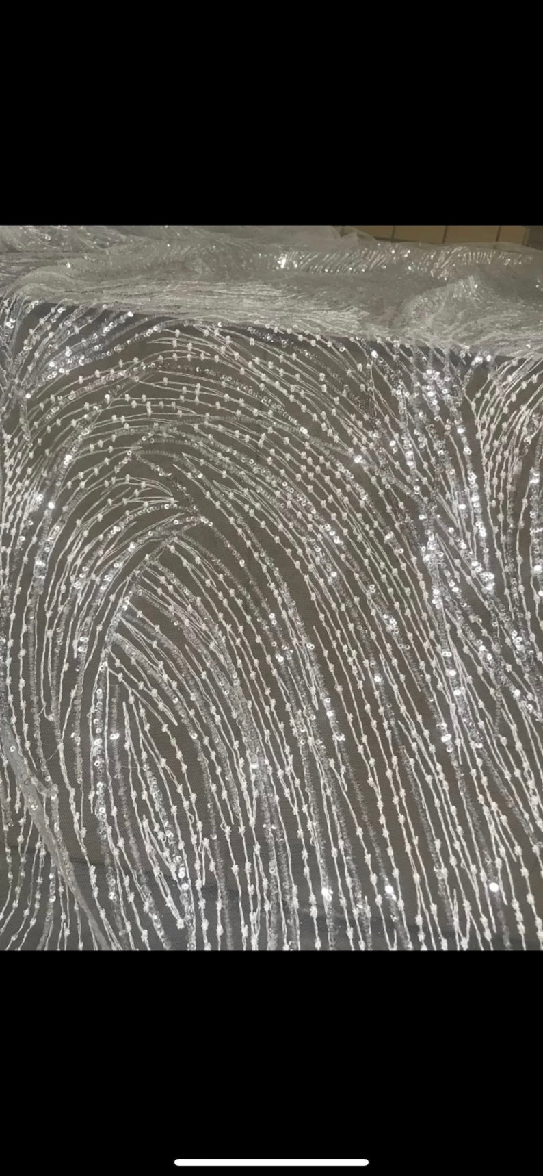 Sequined lace fabric by the yard