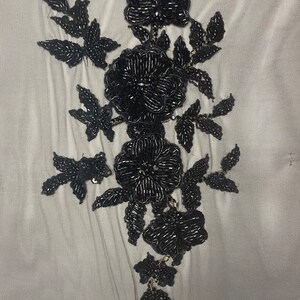 Floral 3D hand made beaded appliqué for clothing/art and craft embellishments. Bridal Pearl appliqué Apair of 3D embellishment / 3D applique image 6